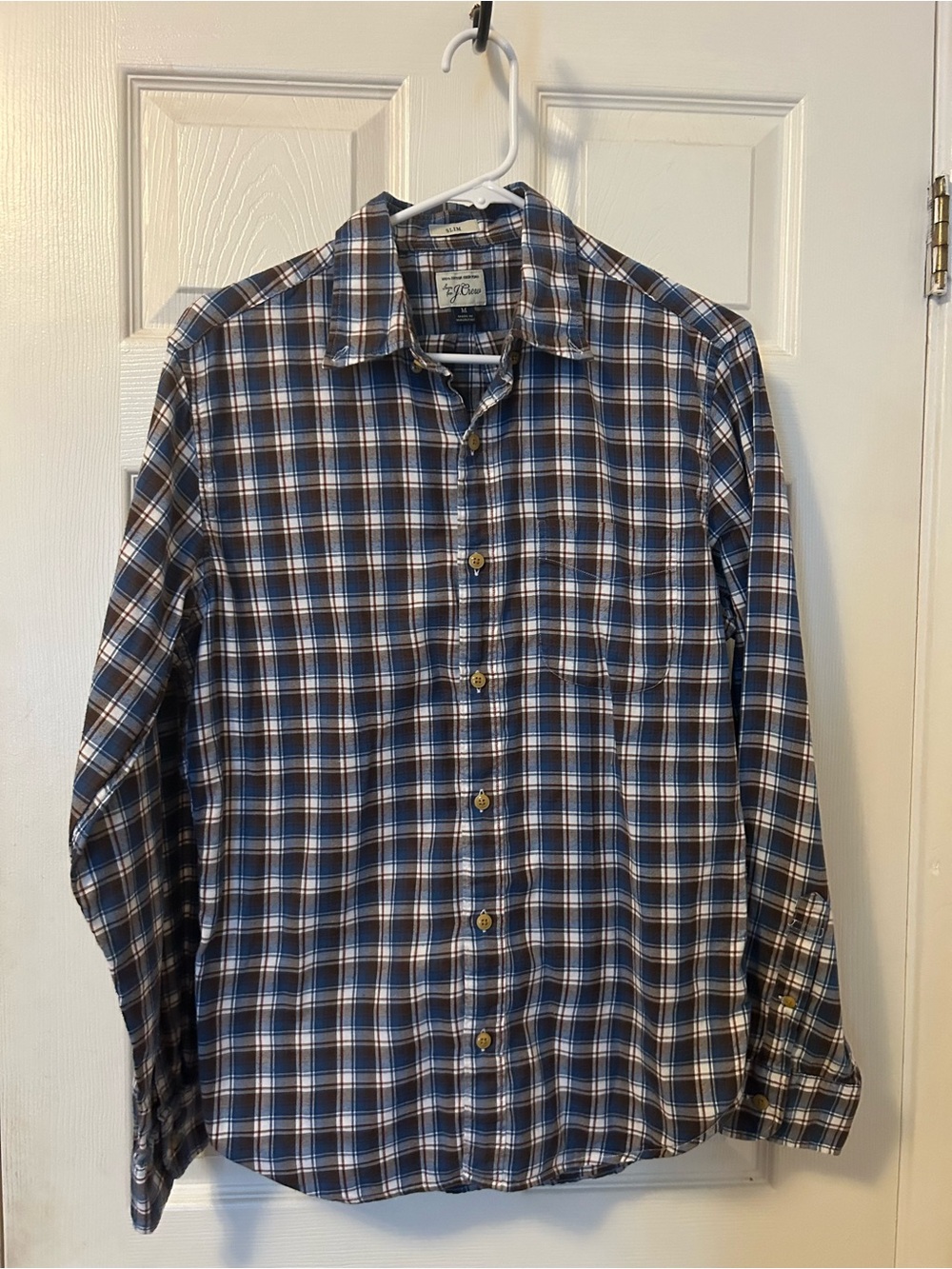 J. Crew Blue and Red Plaid Long-Sleeve Button-Down Shirt